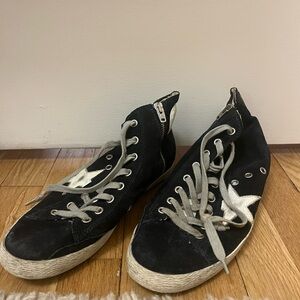 Golden Goose Navy & White High-Top Sneakers